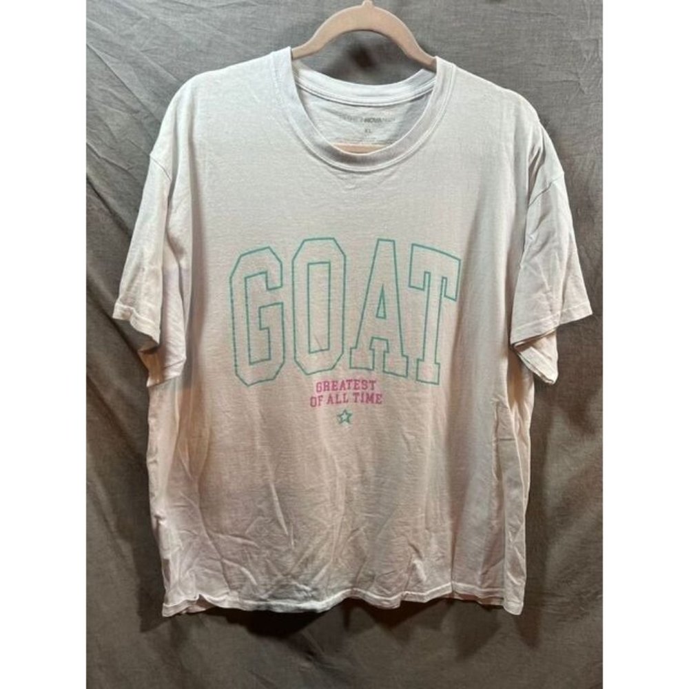 Goat Greatest Of All Time Men Shirt Adult XL White Short Sleeve Tee Mens